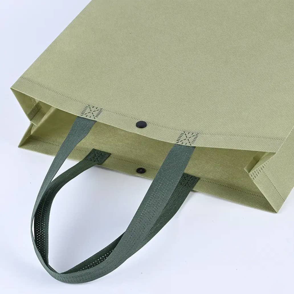 50pcs, 4 Sizes Matcha Green Handle Button Non-woven Gift Bag: Medium