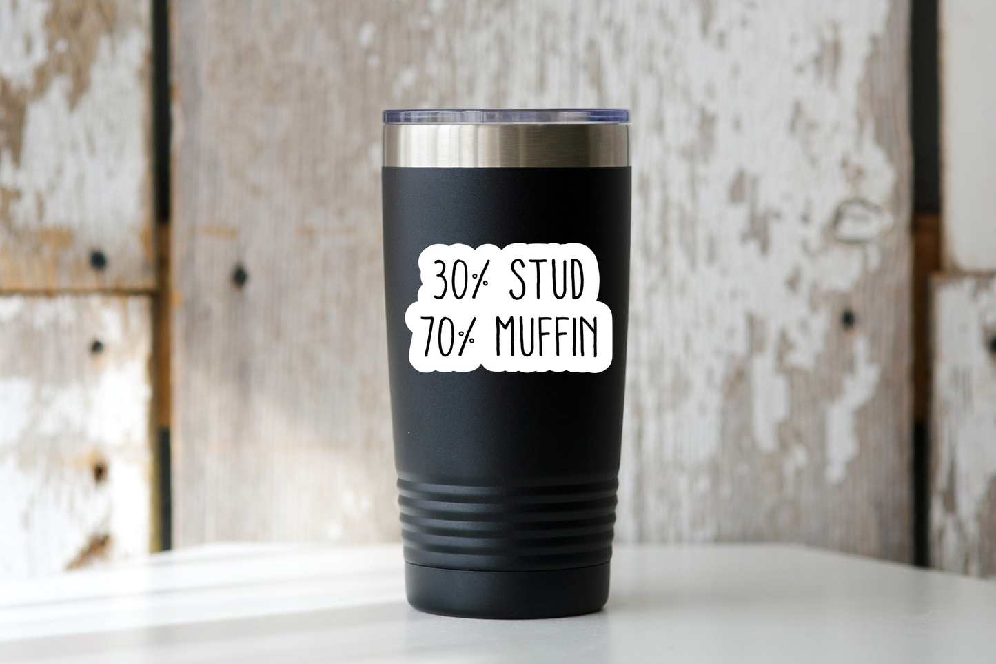 30% Stud, 70% Muffin Sticker - men, man, husband, funny