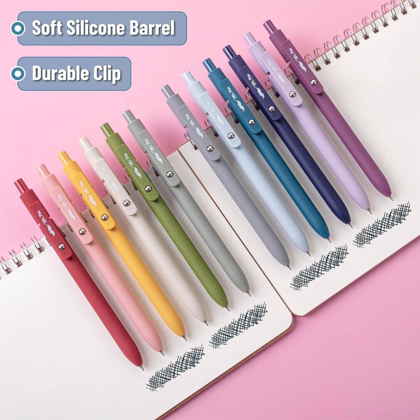 Retractable Fine Point Gel Pens, 6 Pack, Morandi: 6 pack, Morandi Barrels