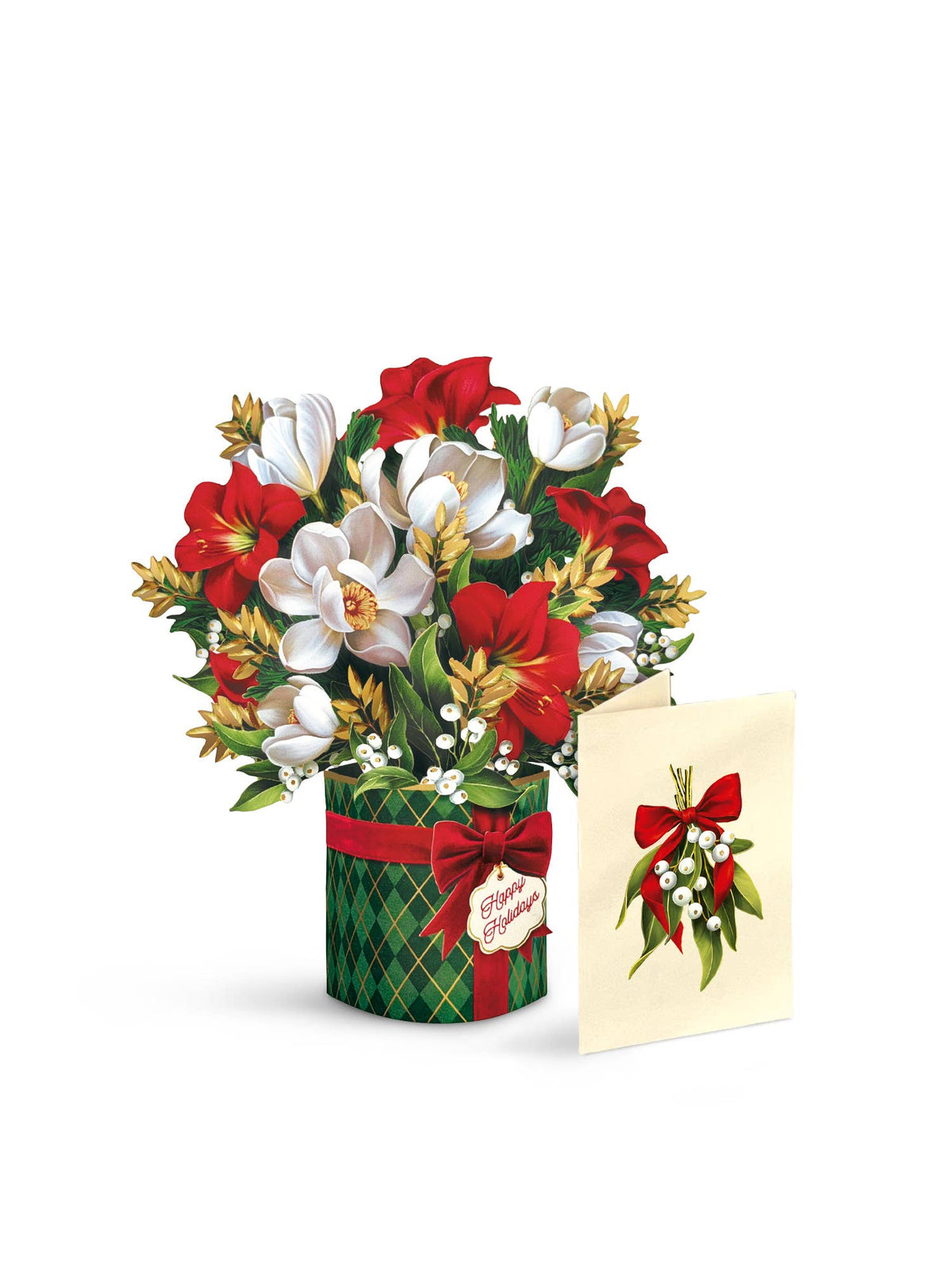 Mini Golden Mistletoe (10 Mini Pop-Up Greeting Cards)