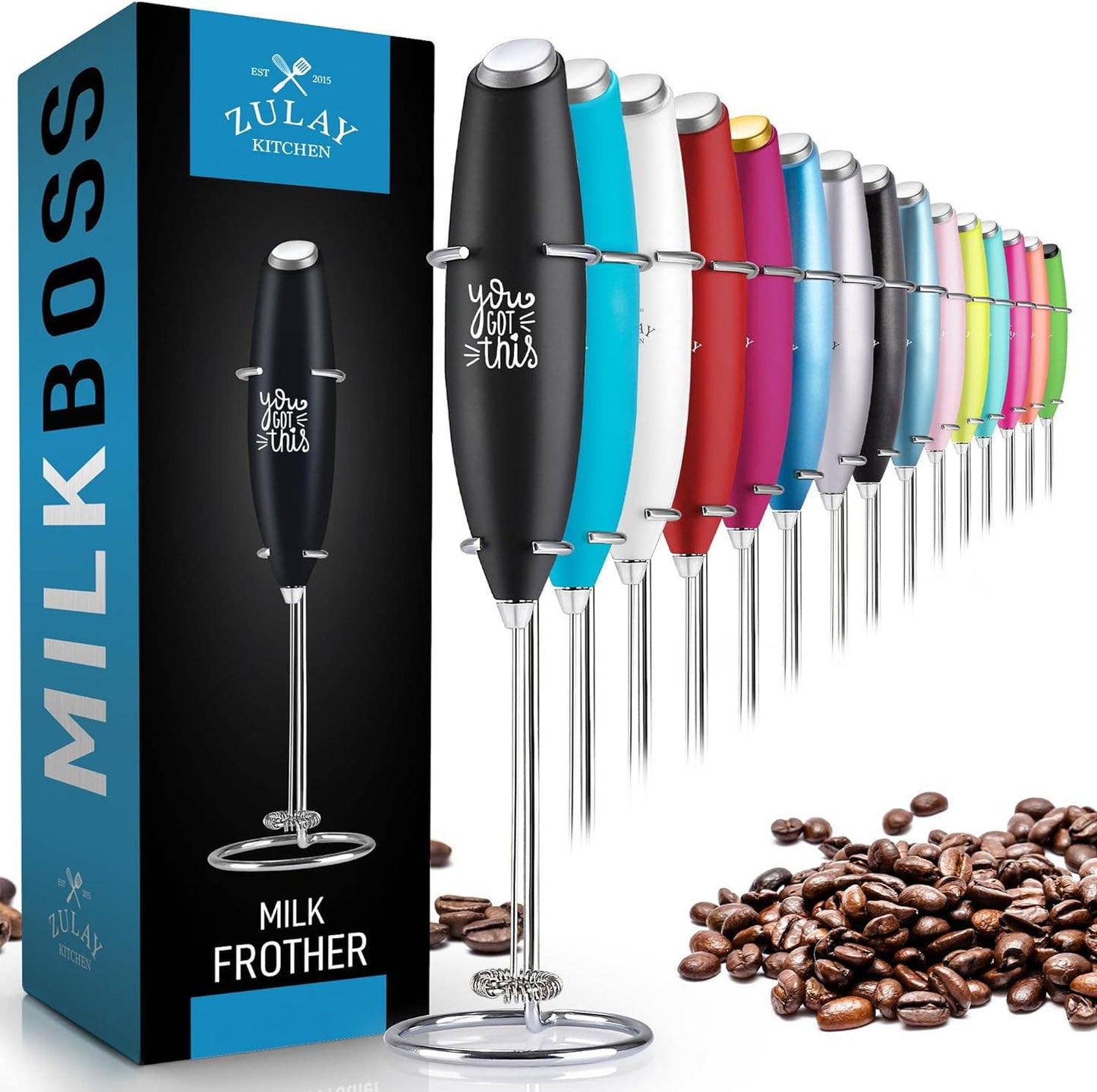 Powerful Handheld Milk Frother: Pop Green/Purple