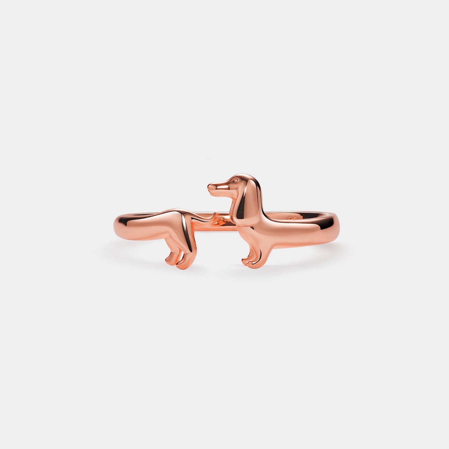 Dachshund Dog Stacking Band Ring in 925 Sterling Silver: Silver