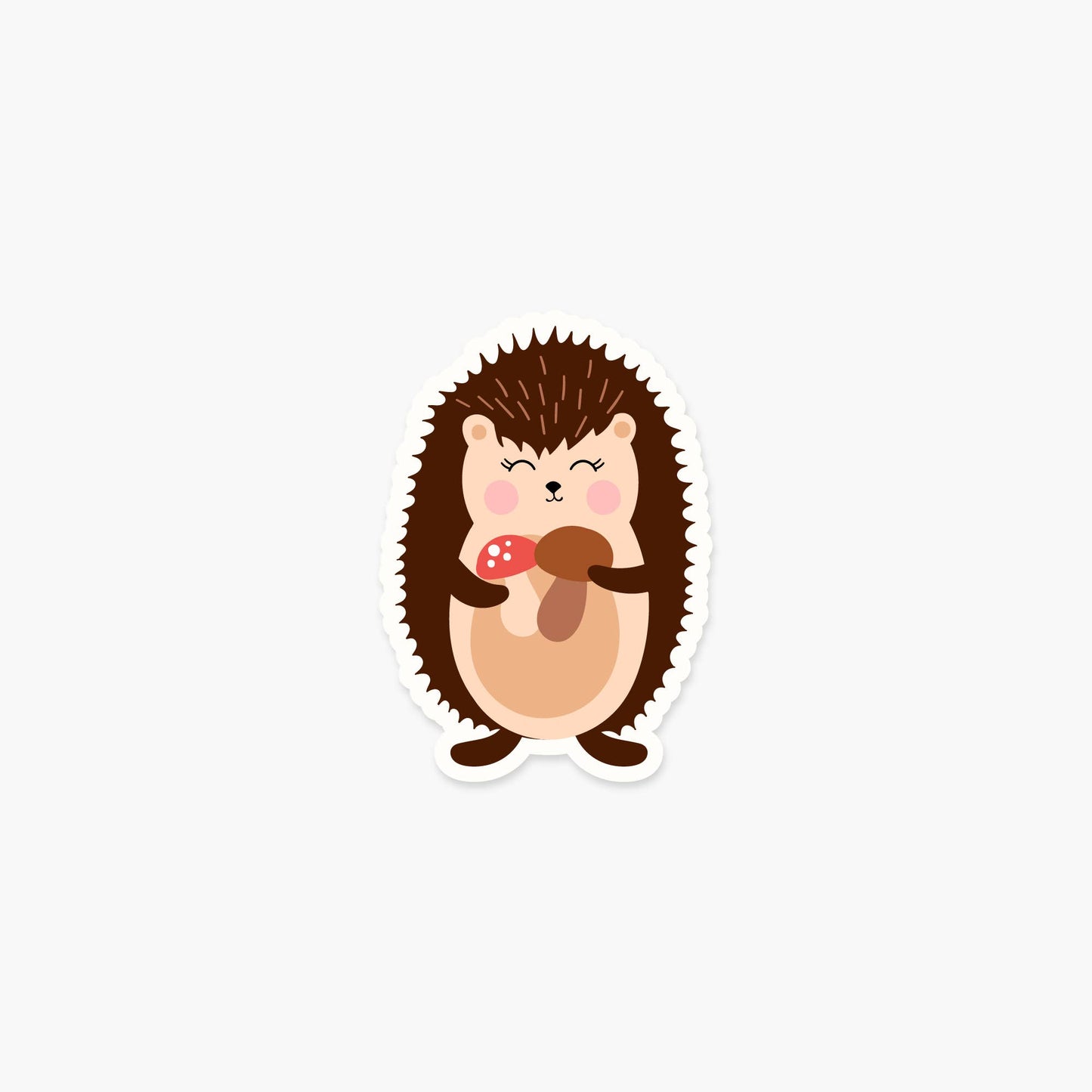 Hedgehog holding mushrooms 3 x 2 in - Animal Sticker