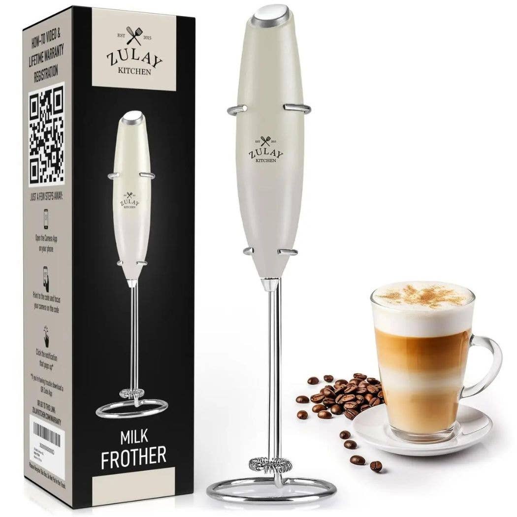 Powerful Handheld Milk Frother with Stand: Teal