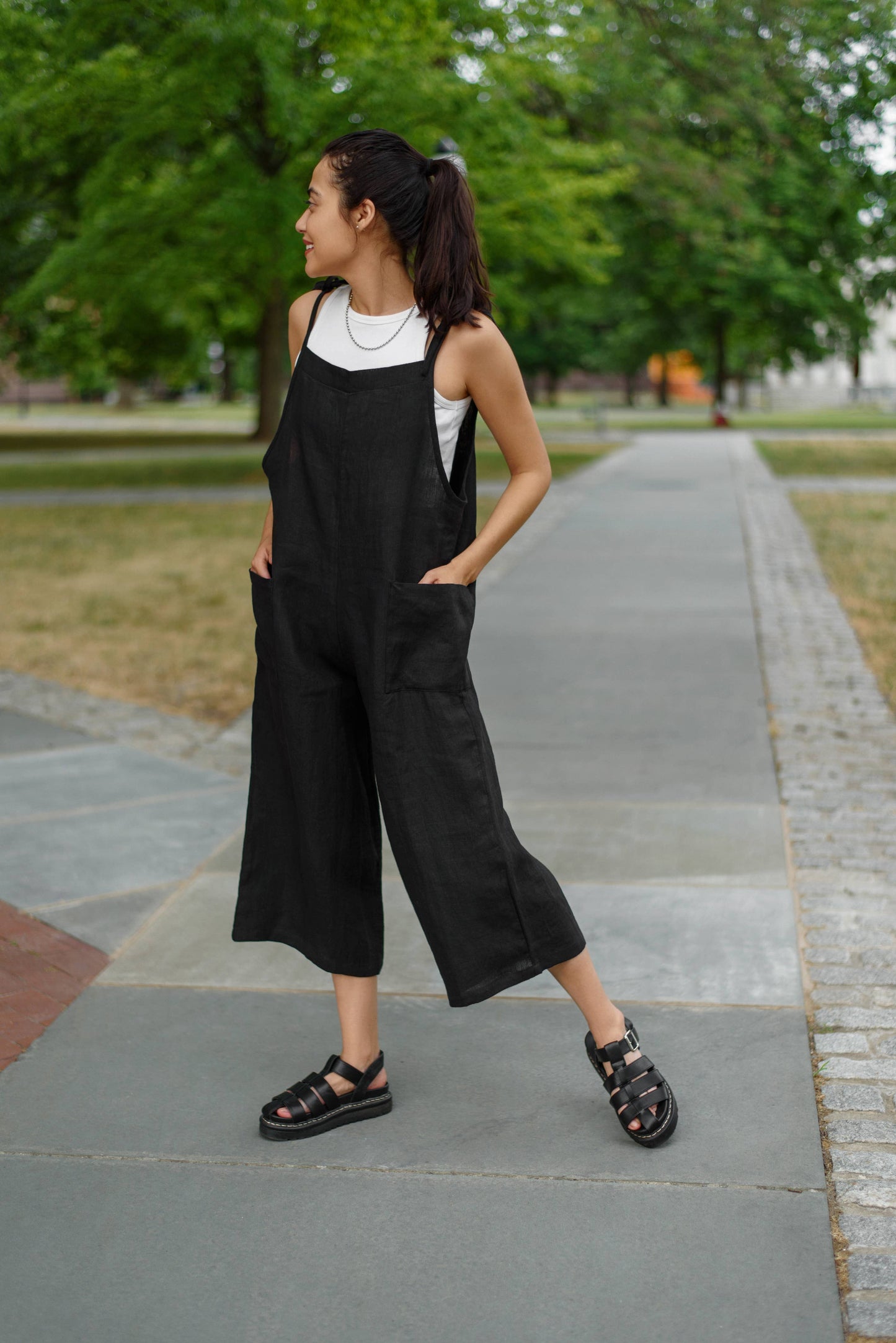 Linen Romper, Jumpsuit, Jumper: Small / Natural