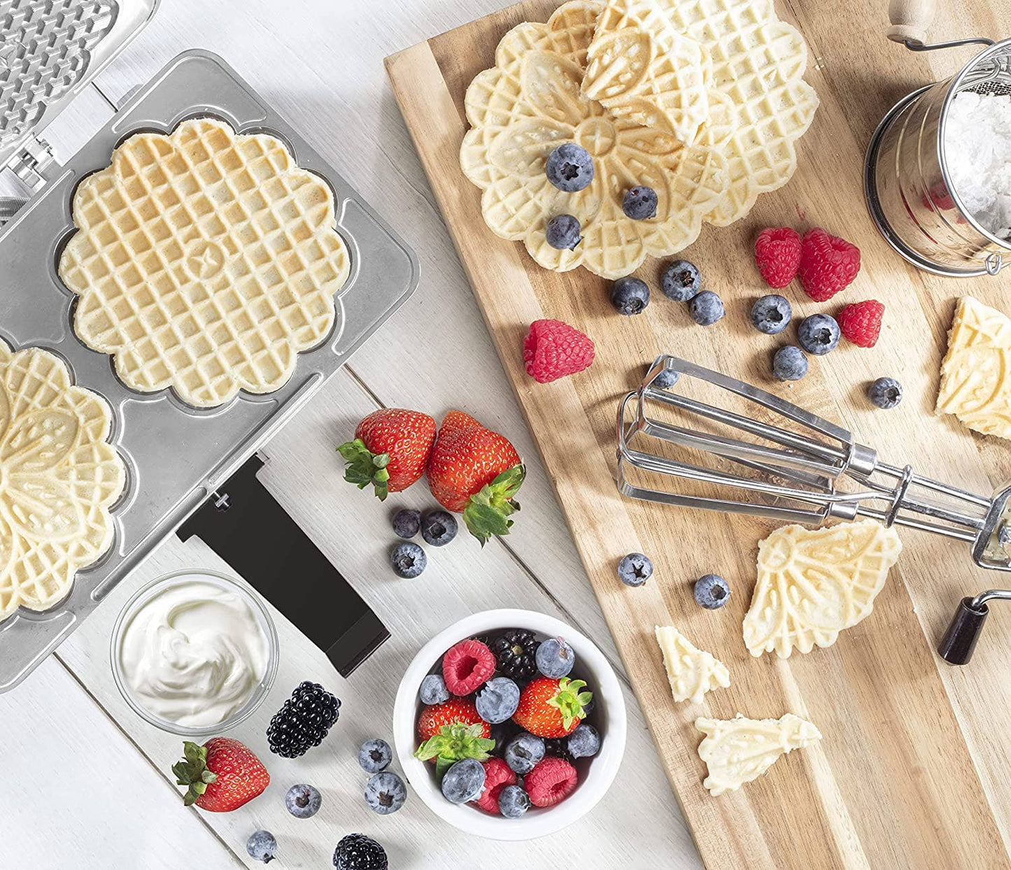 Electric Polished Pizzelle Baker - Makes Two 5" Cookies