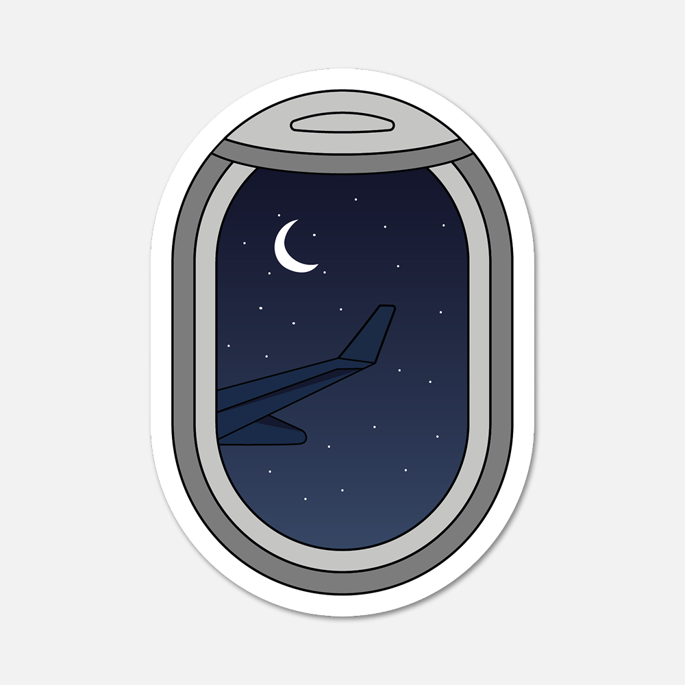 Airplane Window Night Sky Travel Sticker