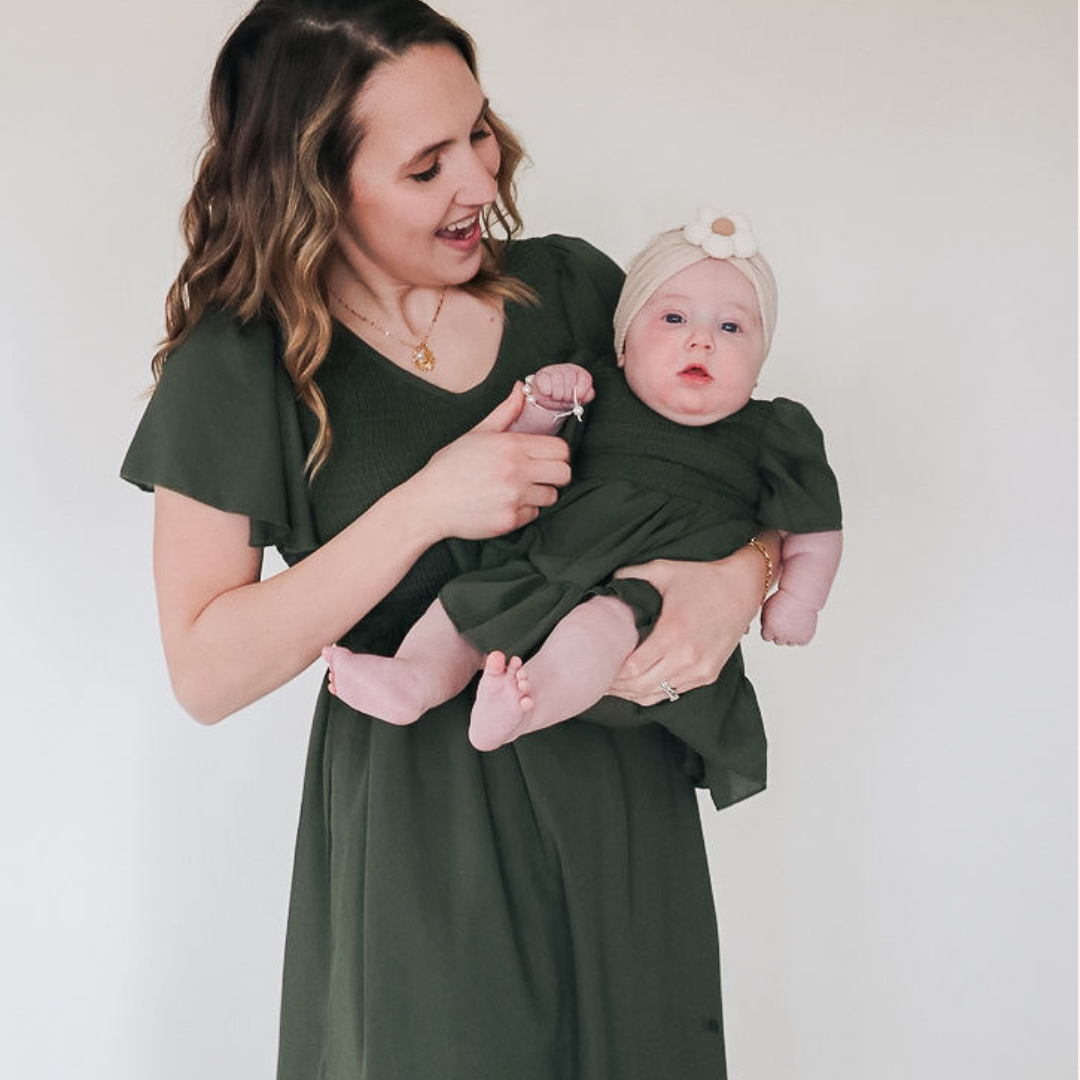 Green Chiffon Mommy & Me Dress - Infant: 9-12M
