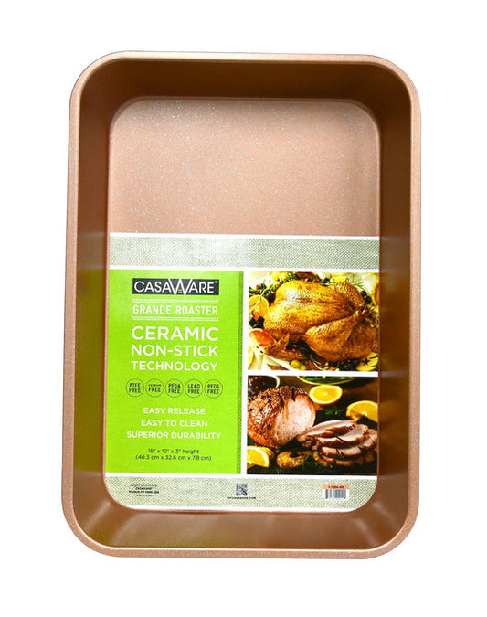 Lasagna/Roaster Pan 18 x 12 x 3-Inch - Extra Large, Ceramic Coated NonStick (Rose Gold Granite)
