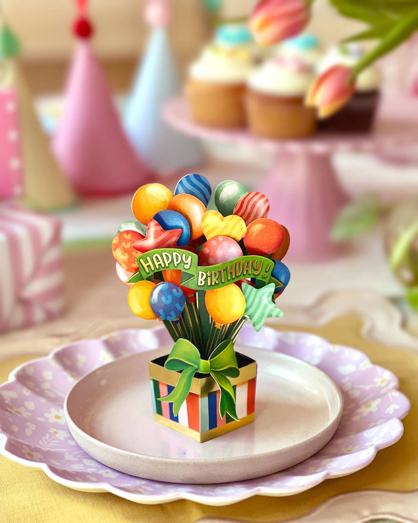 Mini Birthday Balloons (10 Mini Pop-up Greeting Cards)