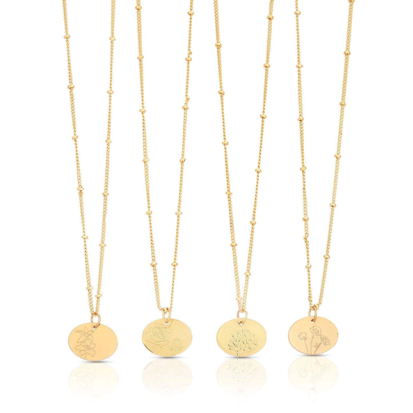 Birth Month Flower Necklace ASSORTMENT - 48 pc