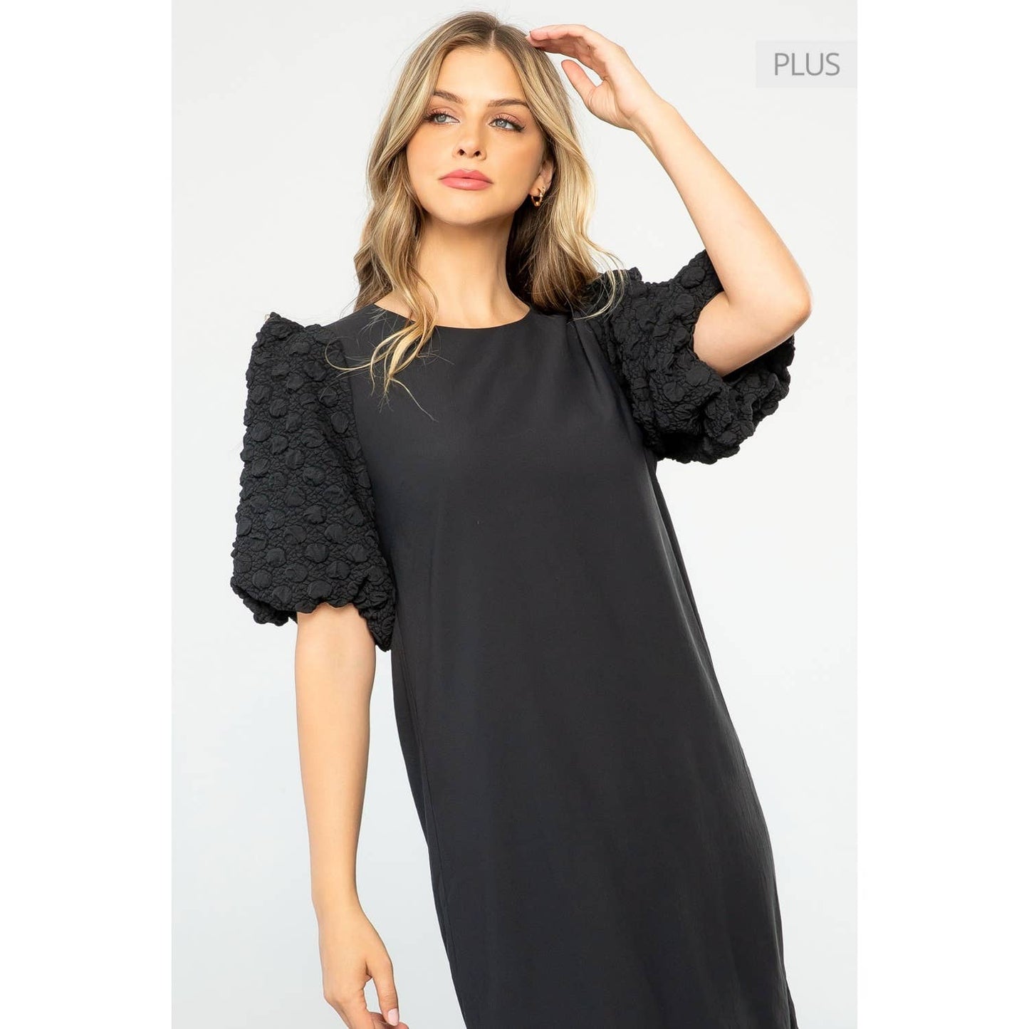 /Size XL/ Puff Sleeve Dress: BLACK / XL