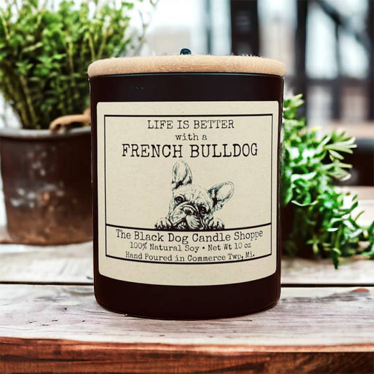 French Bulldog Candle: Black / Mahogany Teakwood