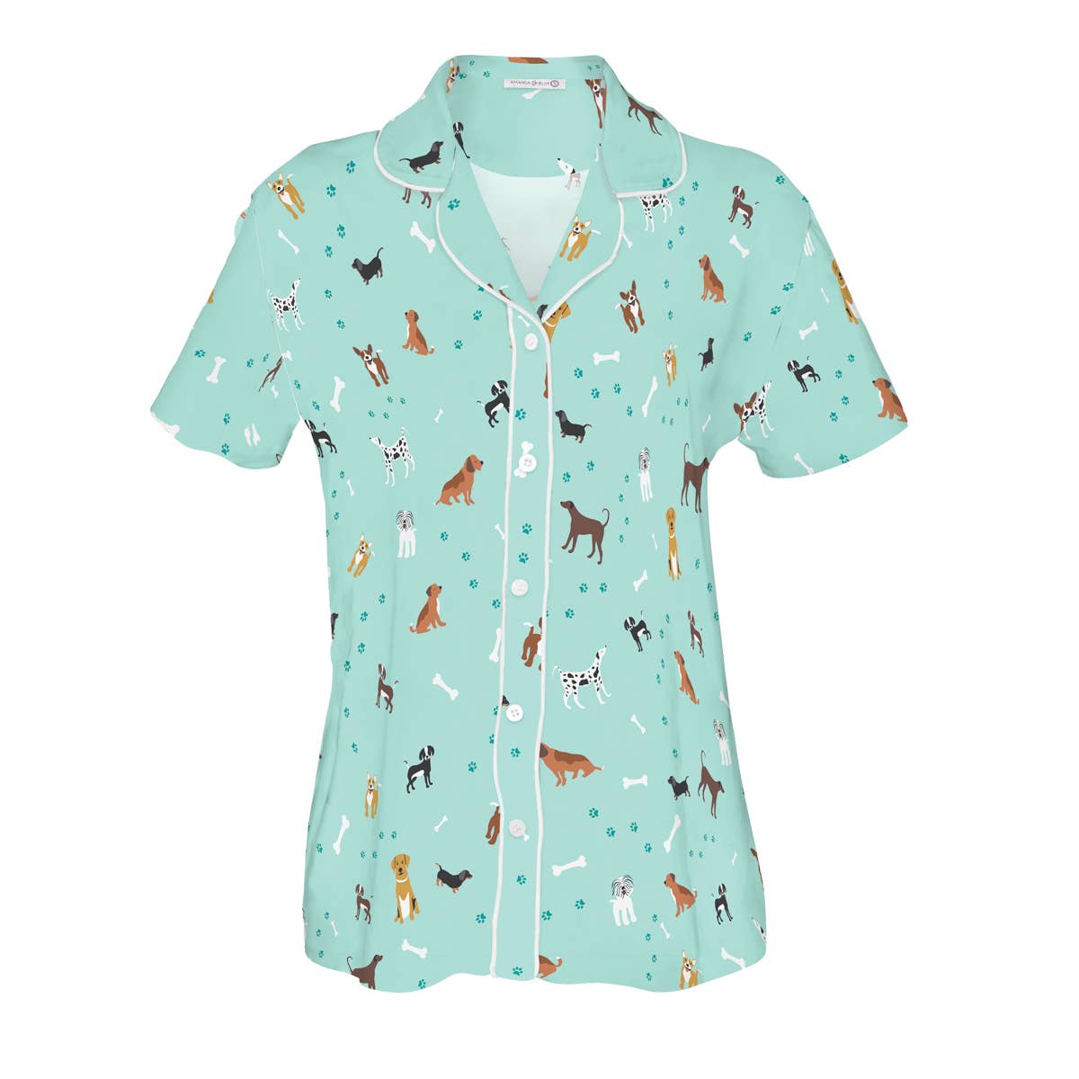 Bark At The Park Pajama Top | Blue Puppy Dog PJs: S