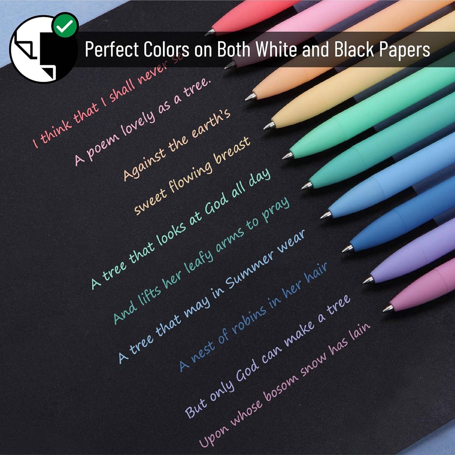Retractable Gel Pens, 10 Pack, Color Ink, 0.7mm
