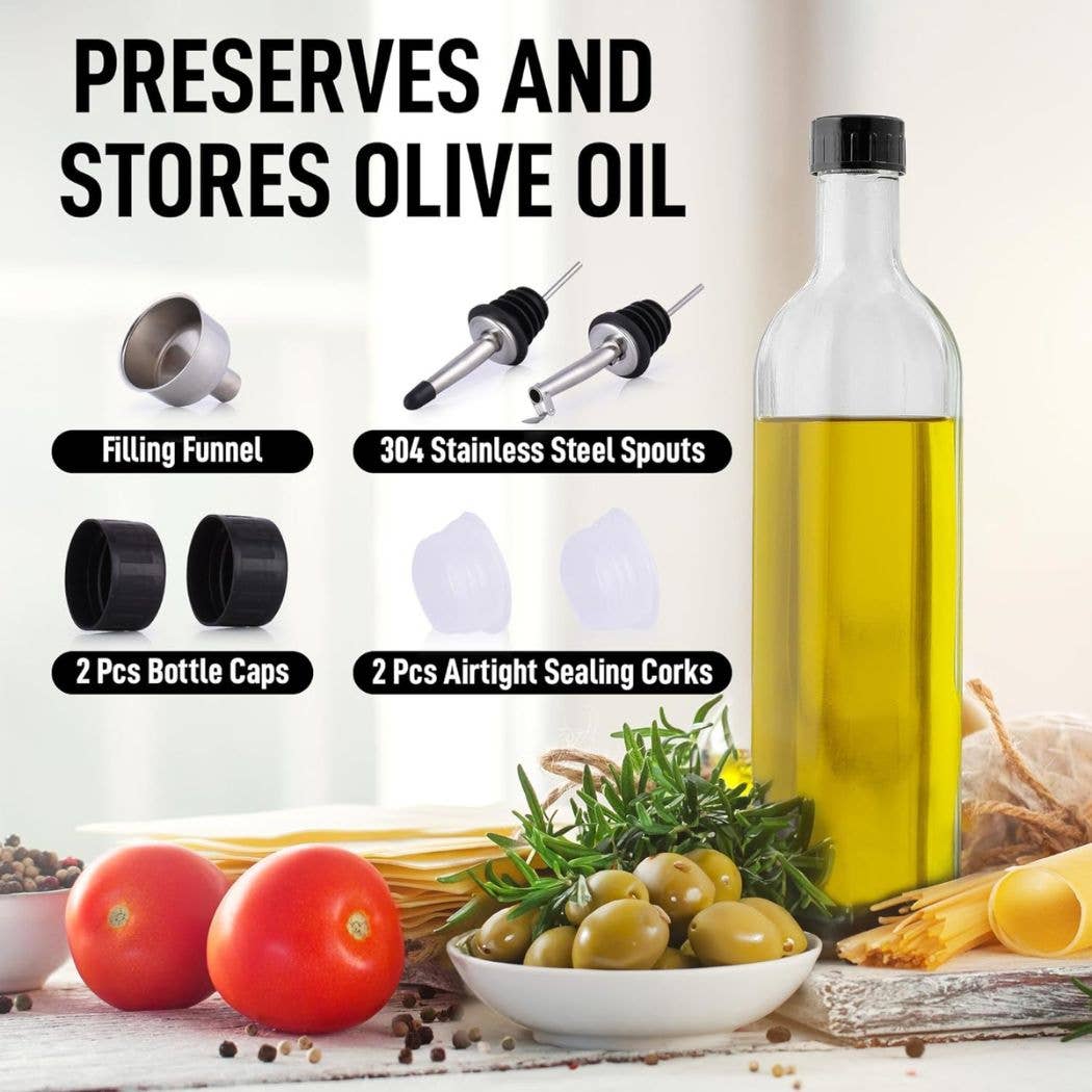 Olive Oil Dispenser Bottle16.9 oz with Accessories: Clear