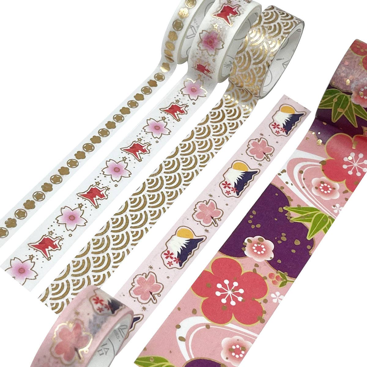 Wrapables Gold Foil Washi Tape in Gift Box Set for DIY Arts: Festive Cranes