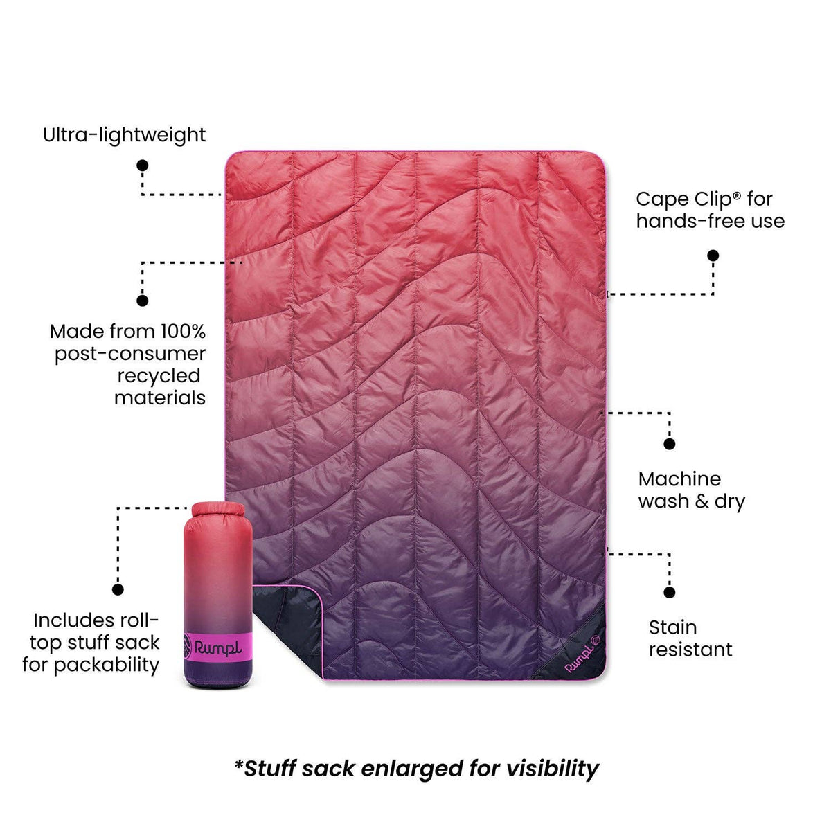 Travel Puffy Blanket - Berry Fade: Travel