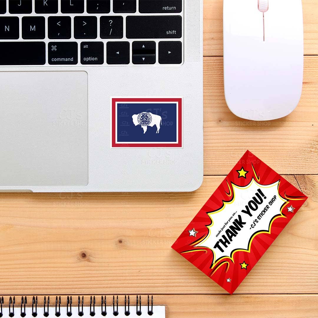 Wyoming WY State Flag Sticker Vinyl Decal: 3"