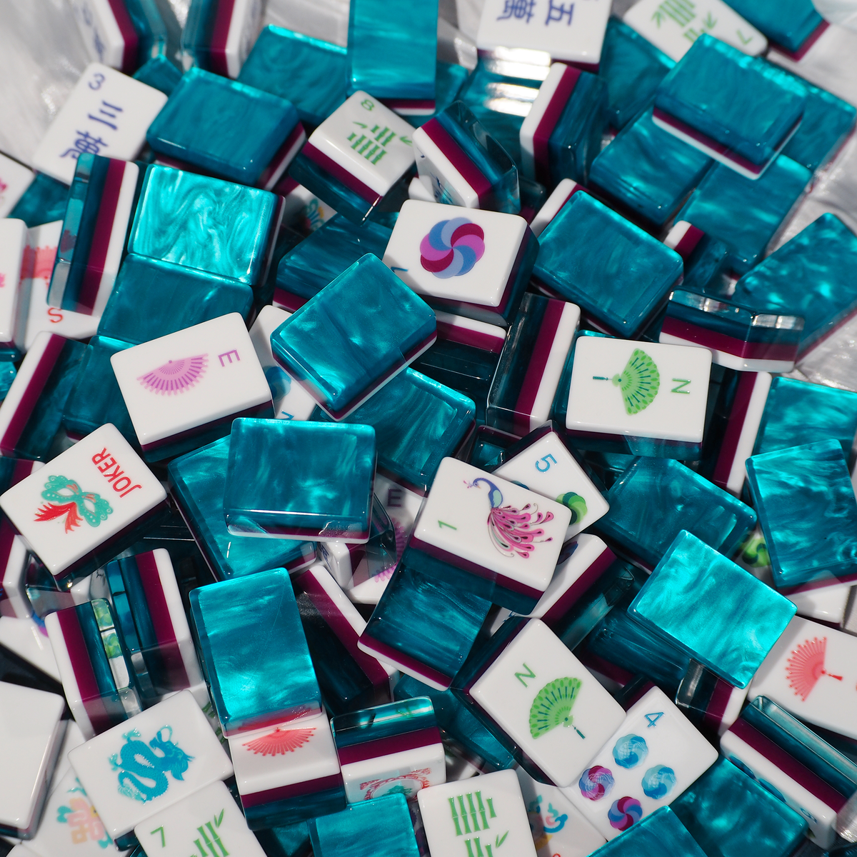 Jade Bloom Mahjong Set - Sapphire Blue 09-02