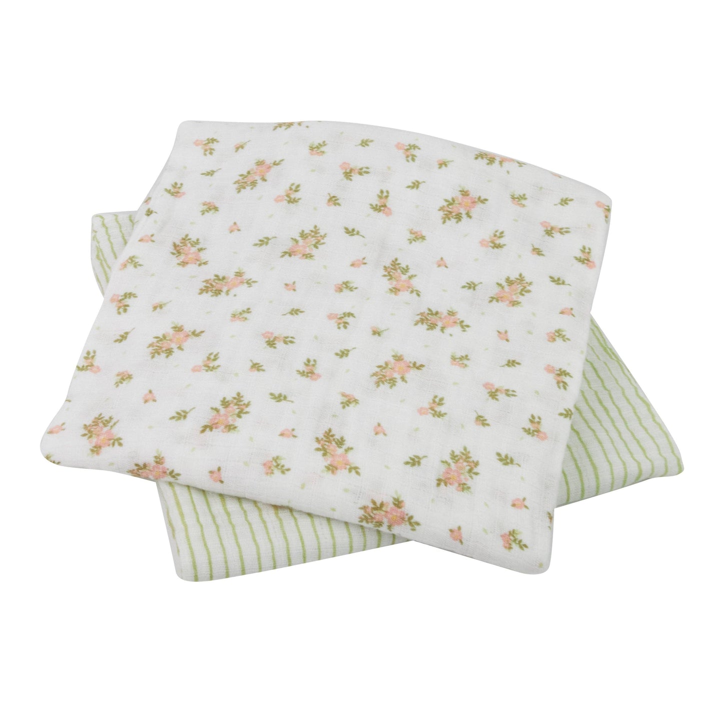 Chickpea Love Swaddle Baby Blanket 100% Muslin Cotton Baby Girl Gift Pack: Floral & Polkadot / 36x40