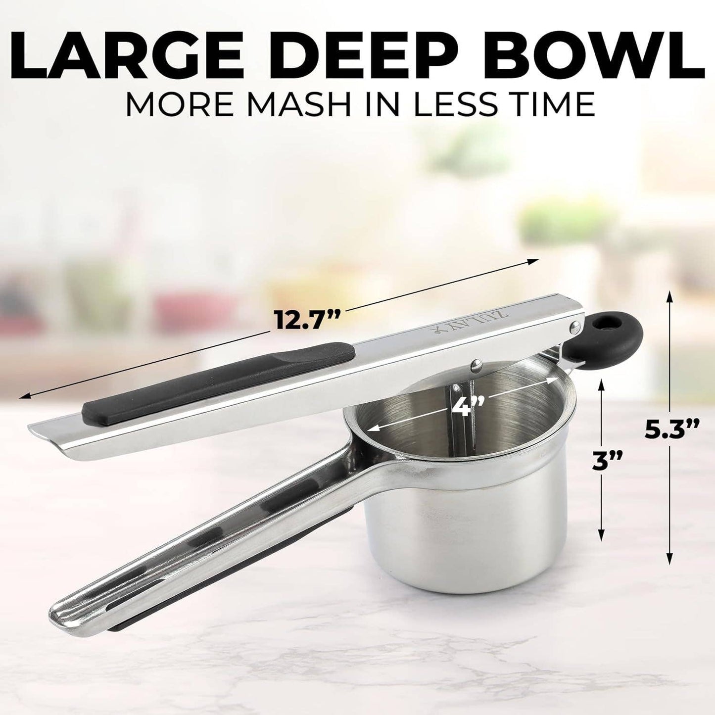 Premium Large 15oz Potato Ricer with 2 Interchangeable Discs: Silver/Black