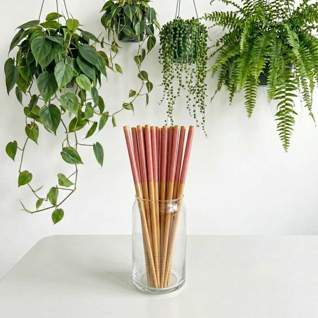 Bamboo Chopsticks - Set of 2 | Summer Bestseller: Red