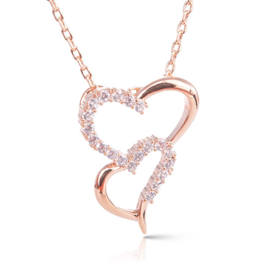 Ice Blu Double Heart Necklace - Rosegold - AMANDA BLU AG
