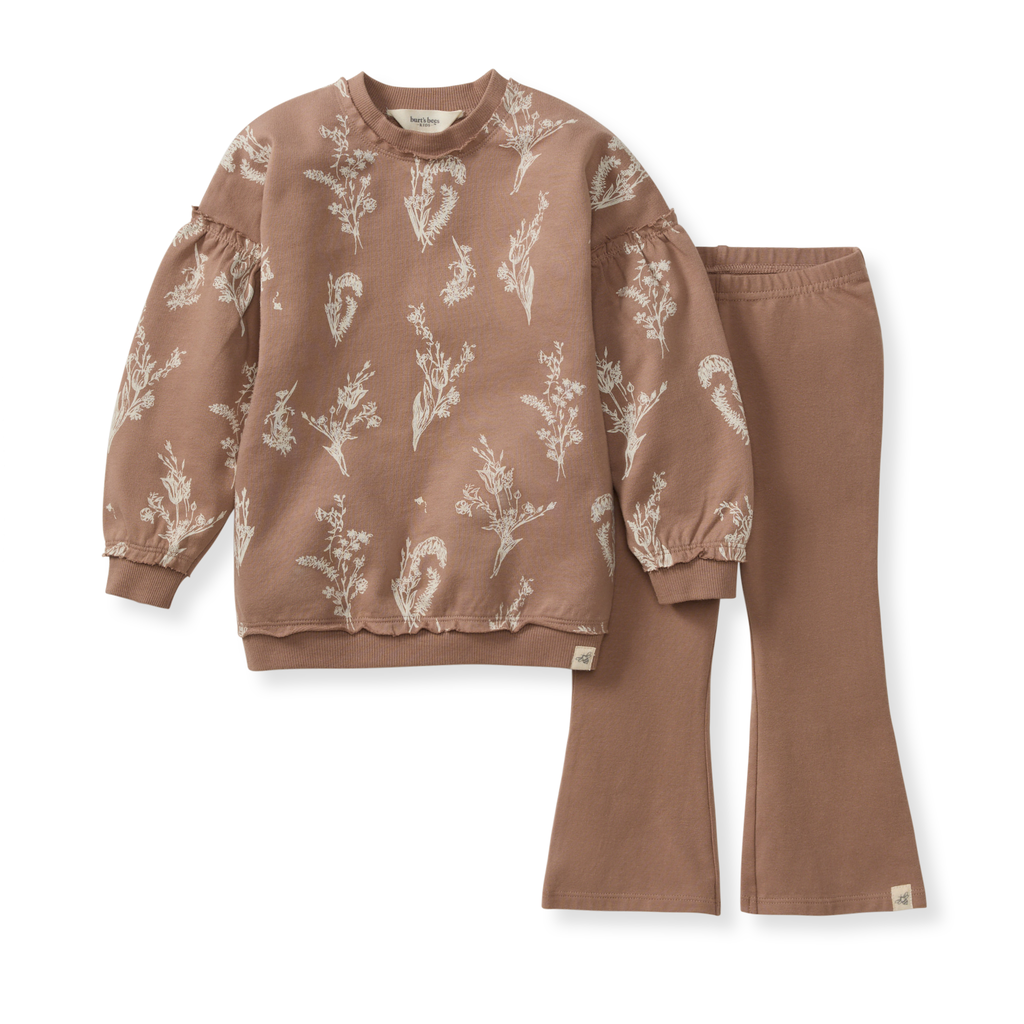 Little Wild Flower Toddler Sweatshirt Set: Ginger Loaf / 2 Toddler