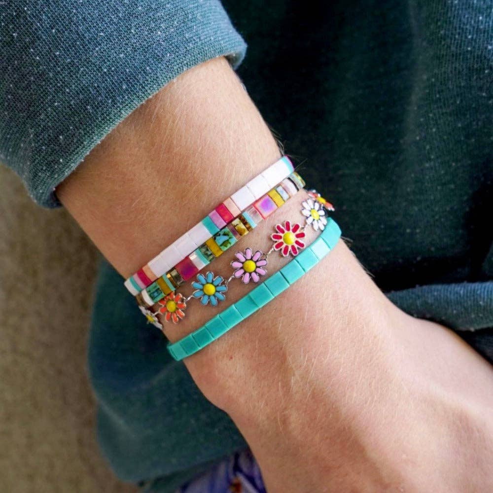 BEACH BUM - Tila Bead Bracelet Stack of 3: 6.50 Inches - M