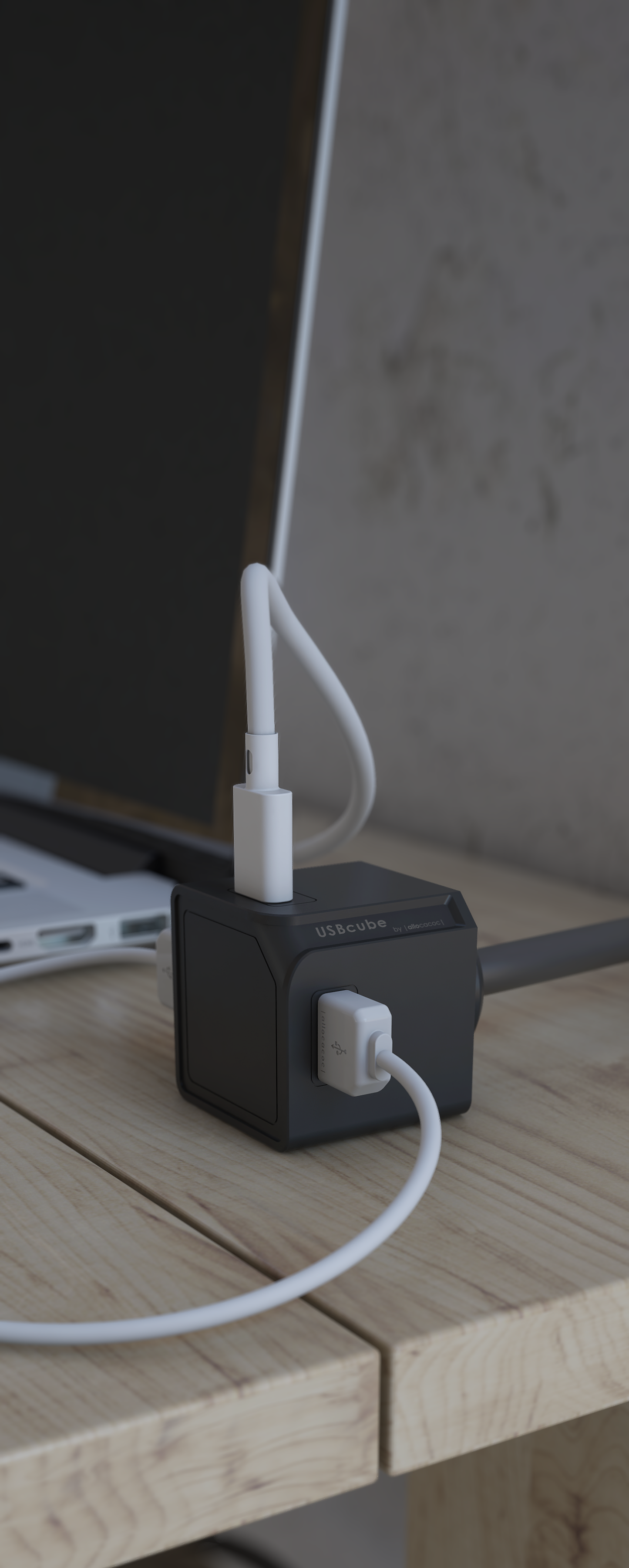 USBcube Extended 2xUSB A+C 5 feet cable US