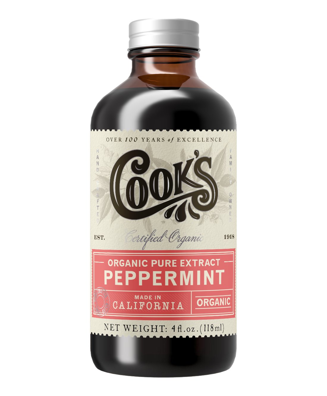 Organic Pure Peppermint Extract: 4 Oz