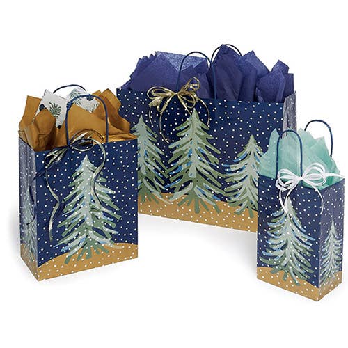 Midnight Flurry Paper Christmas Retail Gift Bags: 25 Pack / Vogue 16x6x12"