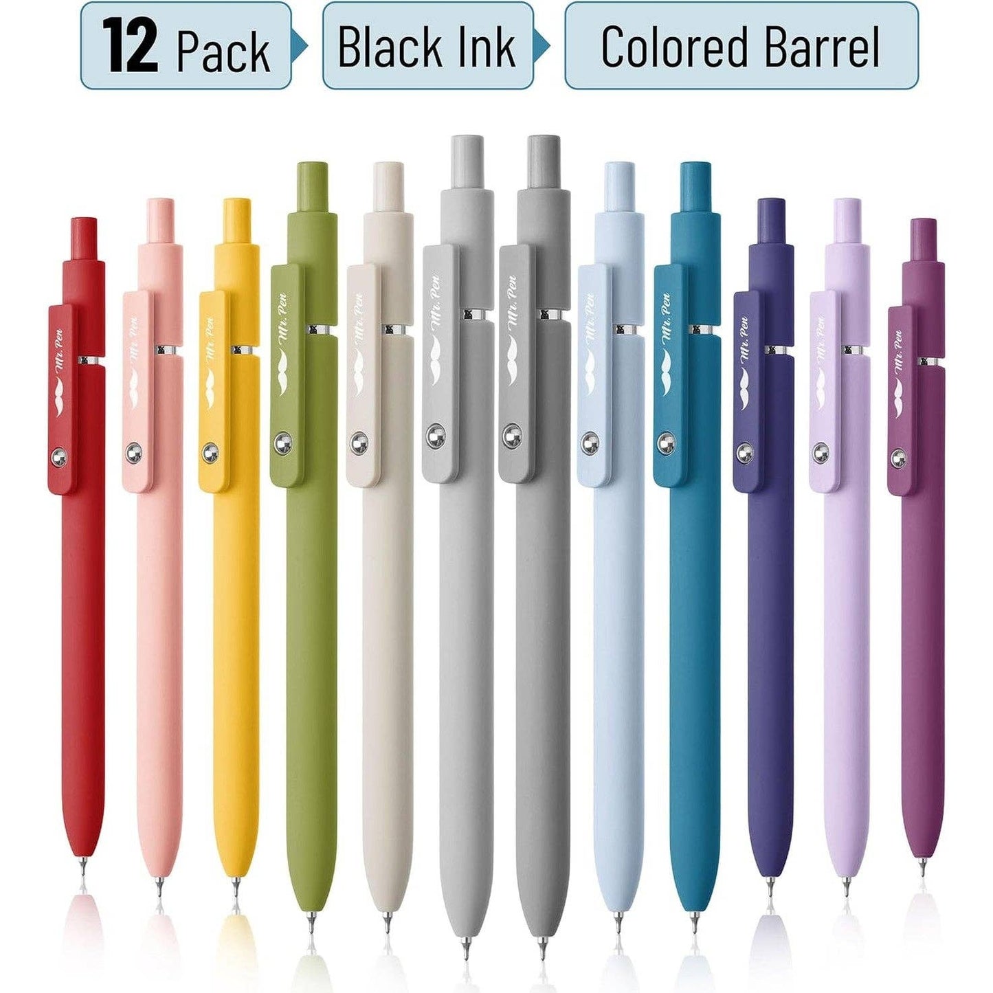 Retractable Fine Point Gel Pens, 6 Pack, Morandi: 6 pack, Morandi Barrels