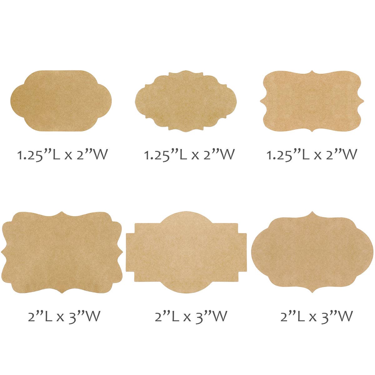 Wrapables Kraft Paper Sticker Labels for Lids, Mason Jars: (300pcs) Fancy Frame