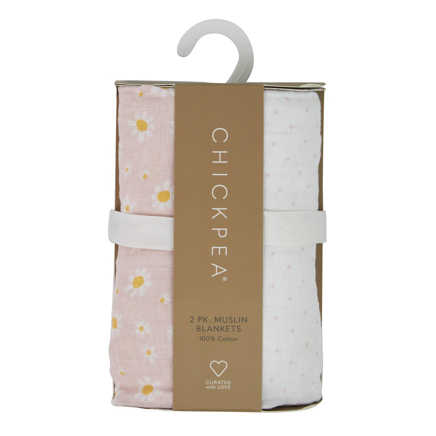 Chickpea Love Swaddle Baby Blanket 100% Muslin Cotton Baby Girl Gift Pack: Floral & Polkadot / 36x40