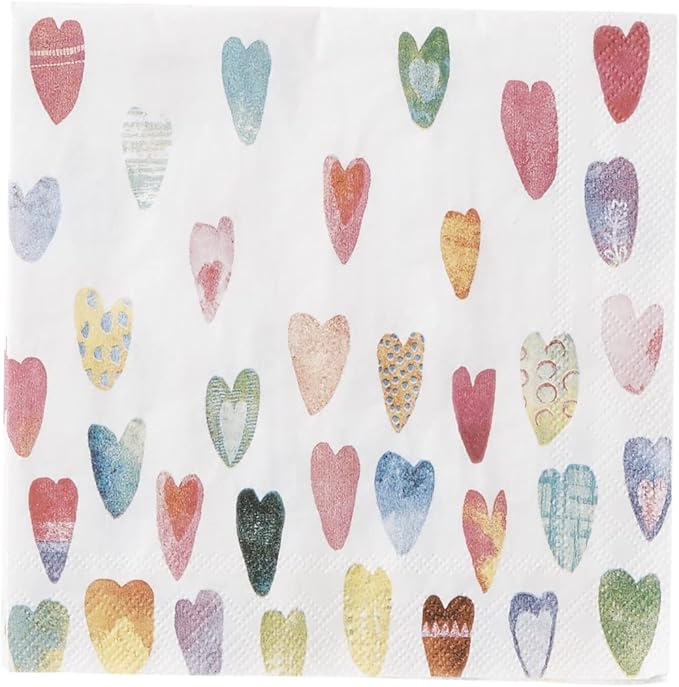 Rainbow Heart Cocktail Napkin