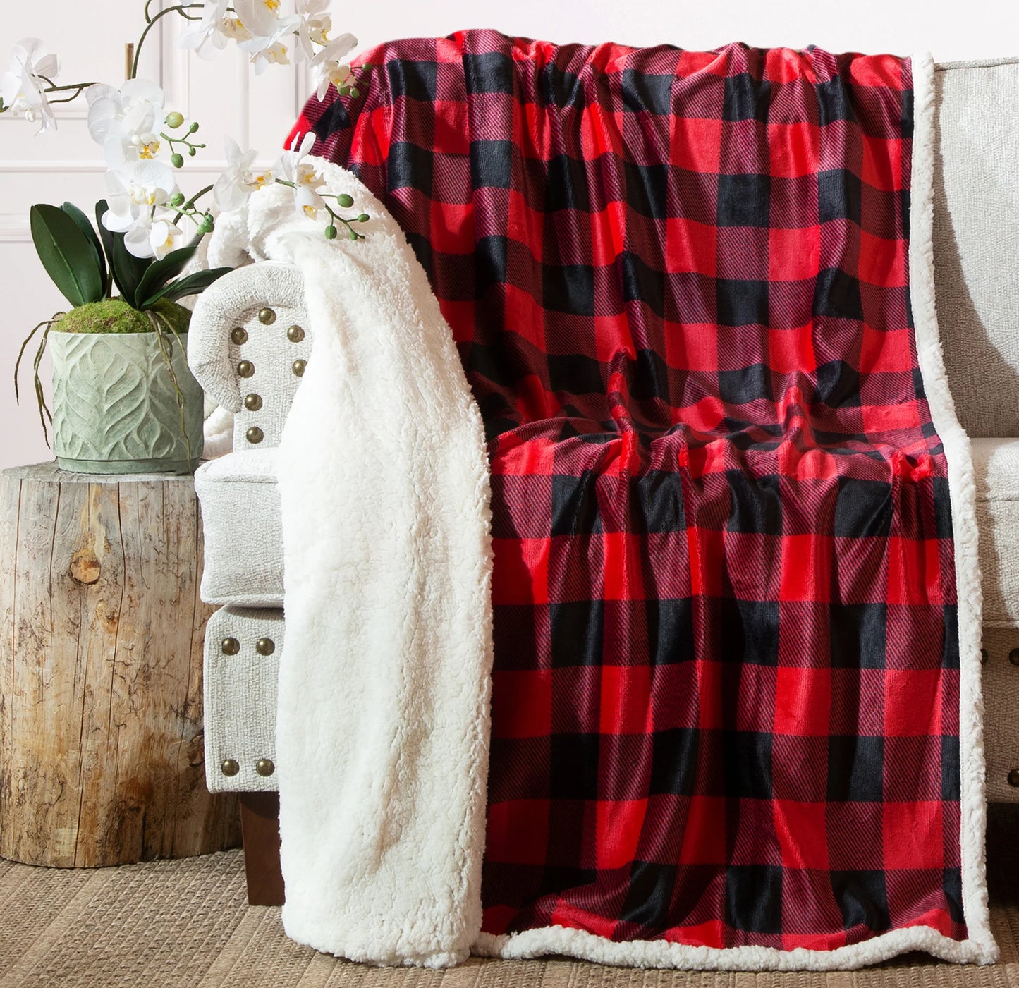 JP527 Carsten's LumberJack Plaid Plush Throw Blanket
