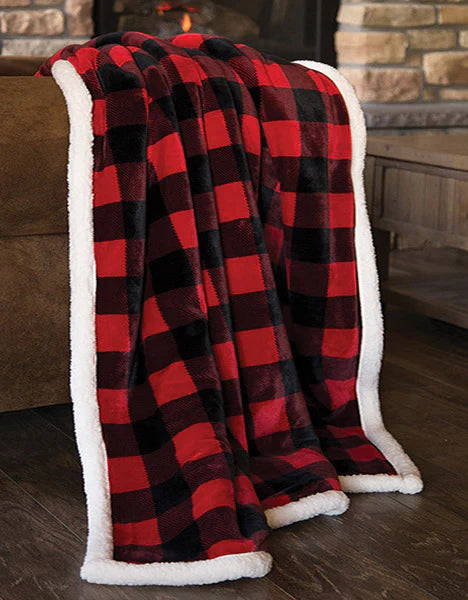 JP527 Carsten's LumberJack Plaid Plush Throw Blanket