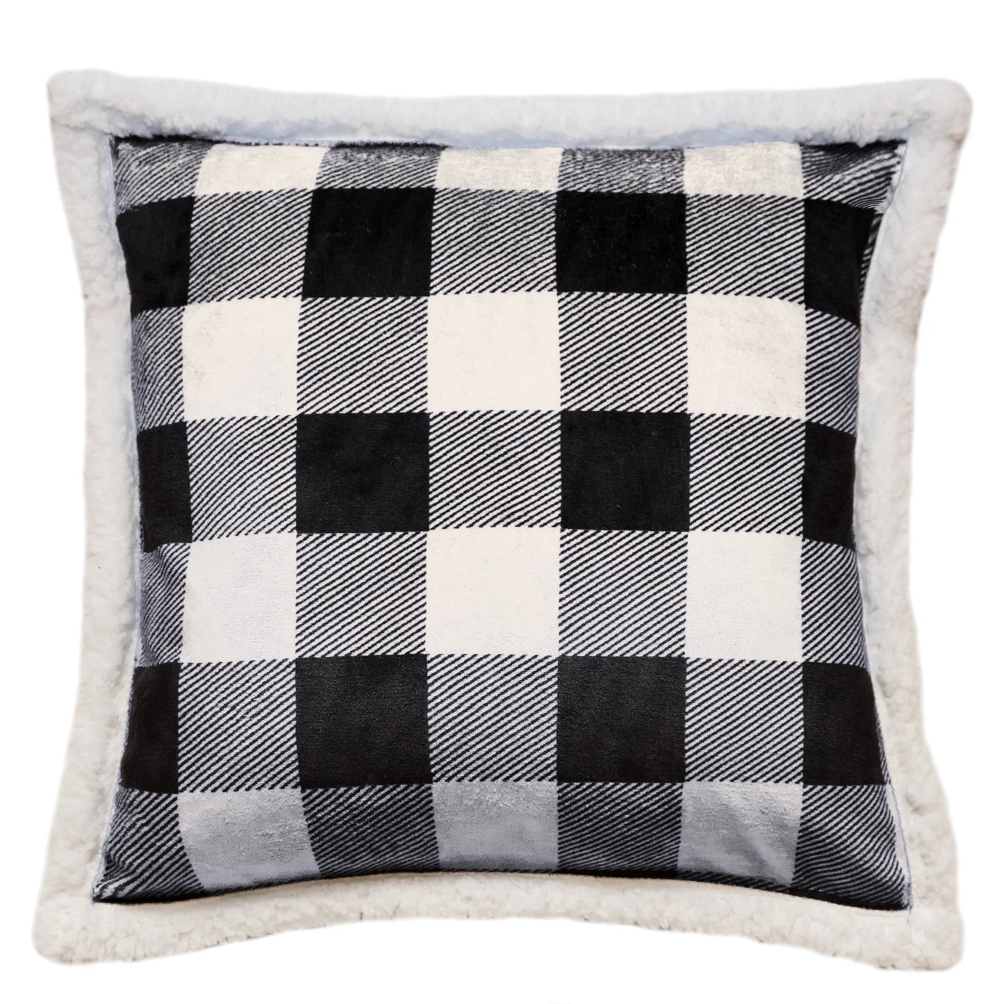 JP713-P Carsten's Black, White Plaid Plush Throw Pillow