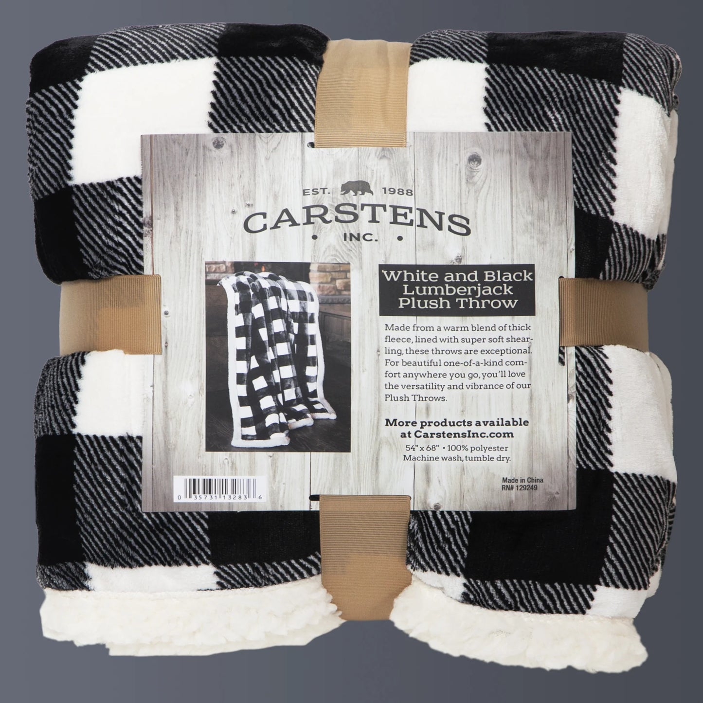JP713TH Carsten's Black, White Plaid Plush Throw Blanket