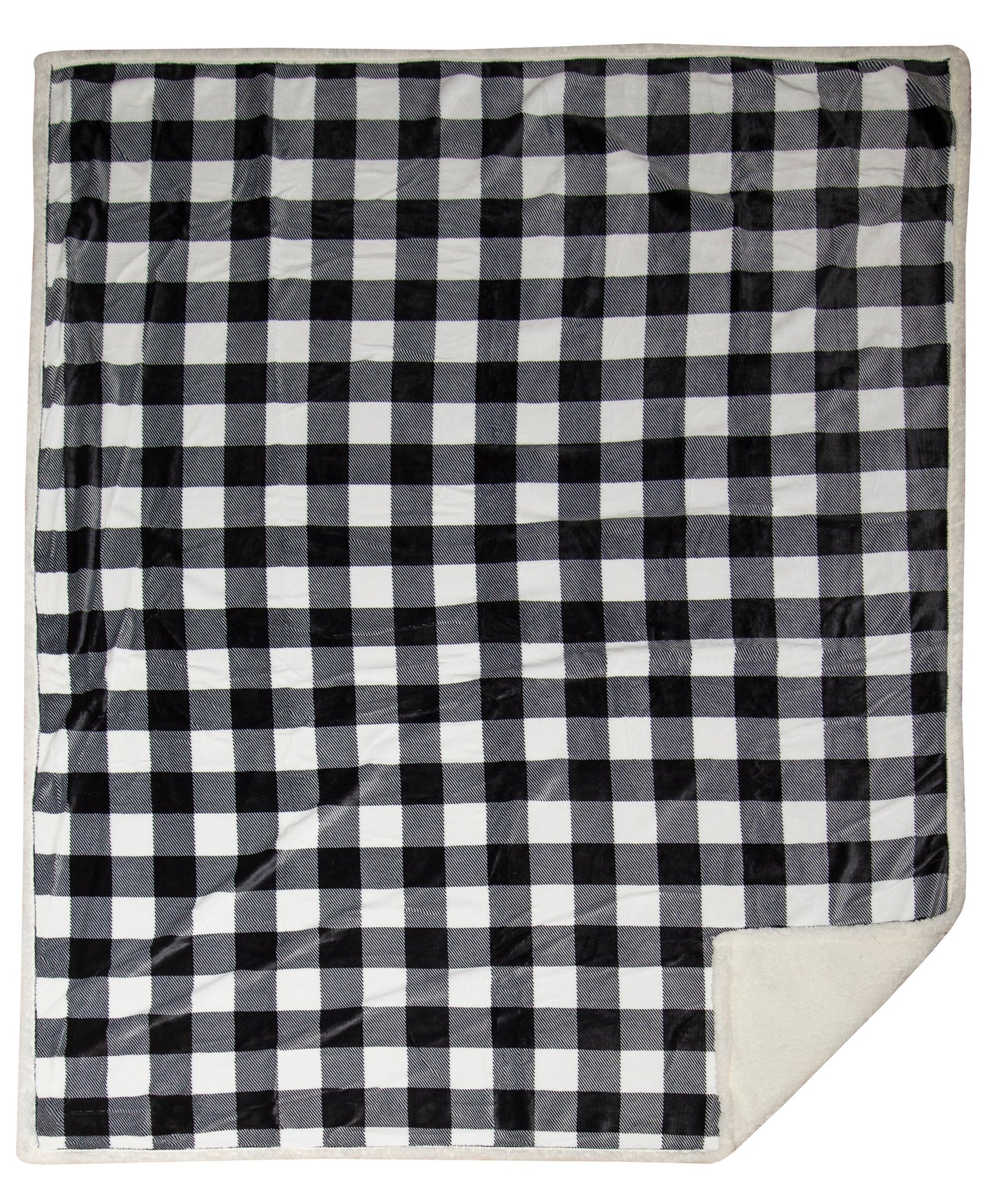 JP713TH Carsten's Black, White Plaid Plush Throw Blanket