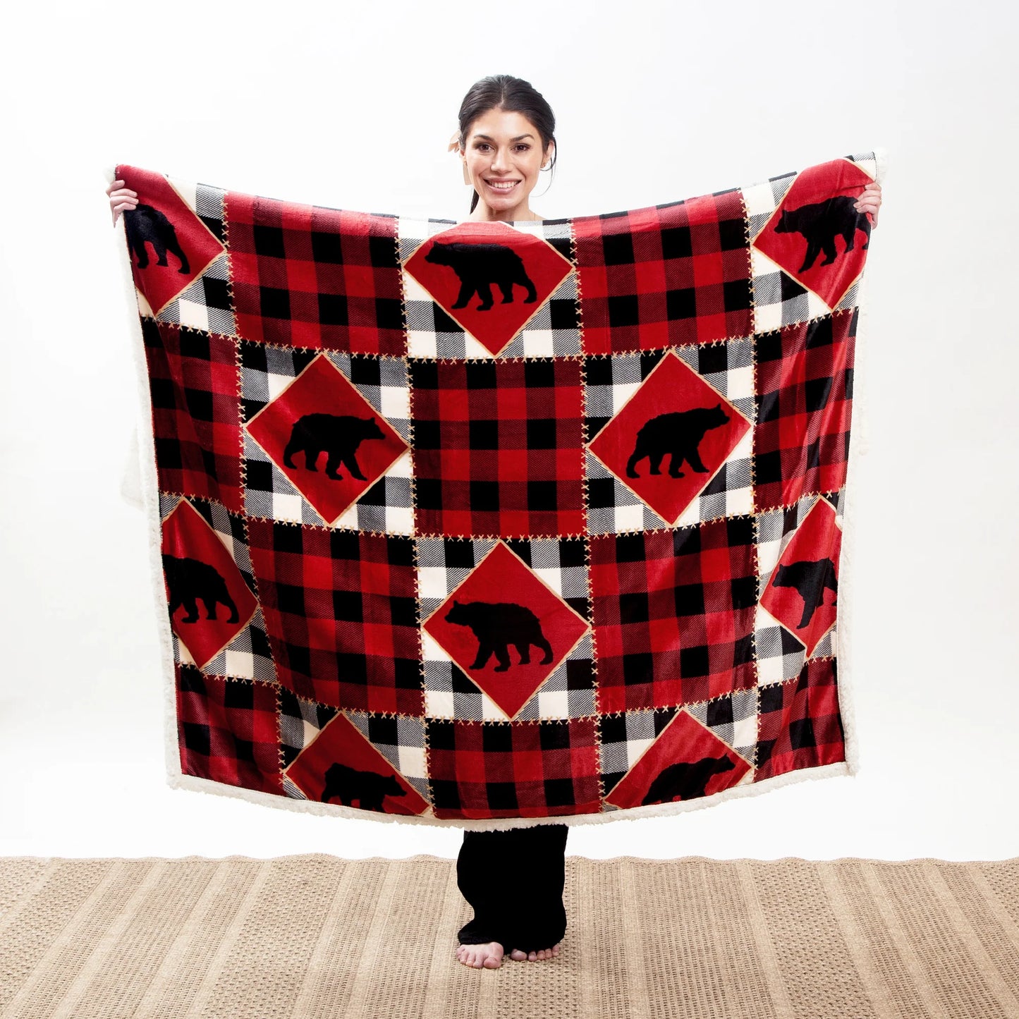 JP818 Carsten's LumberJack Bear Plush Throw Blanket