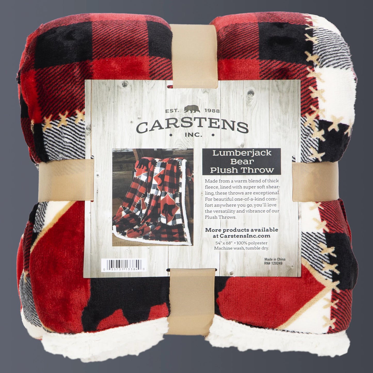 JP818 Carsten's LumberJack Bear Plush Throw Blanket