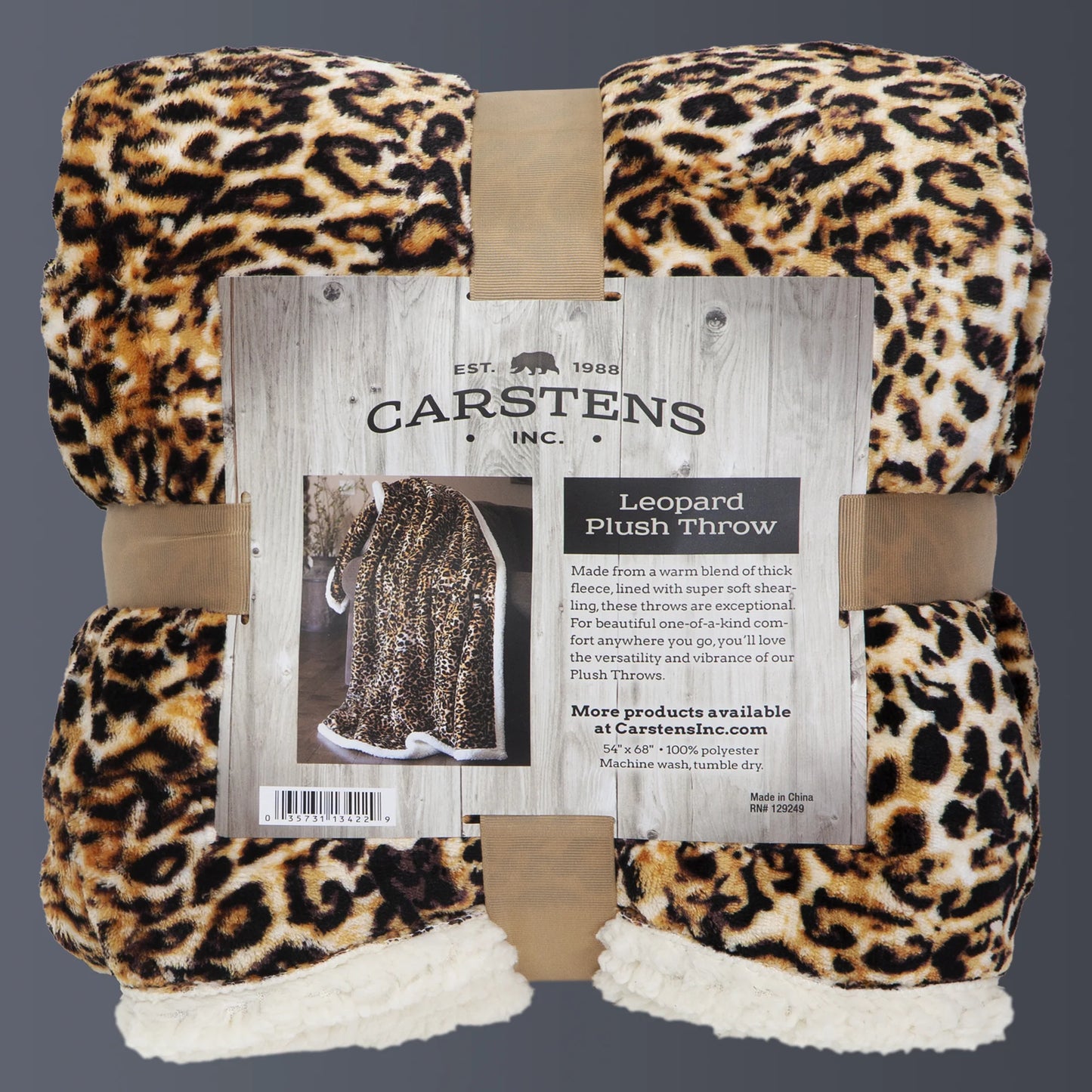 JP827 Carsten's Leopard Plush Throw Blanket
