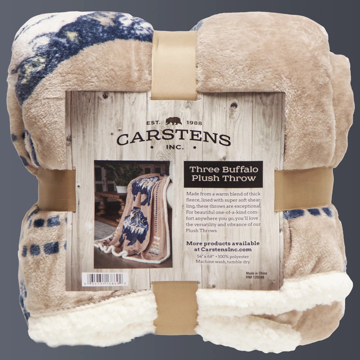 JP926 Casten's Three Buffalos Plush Throw Blanket