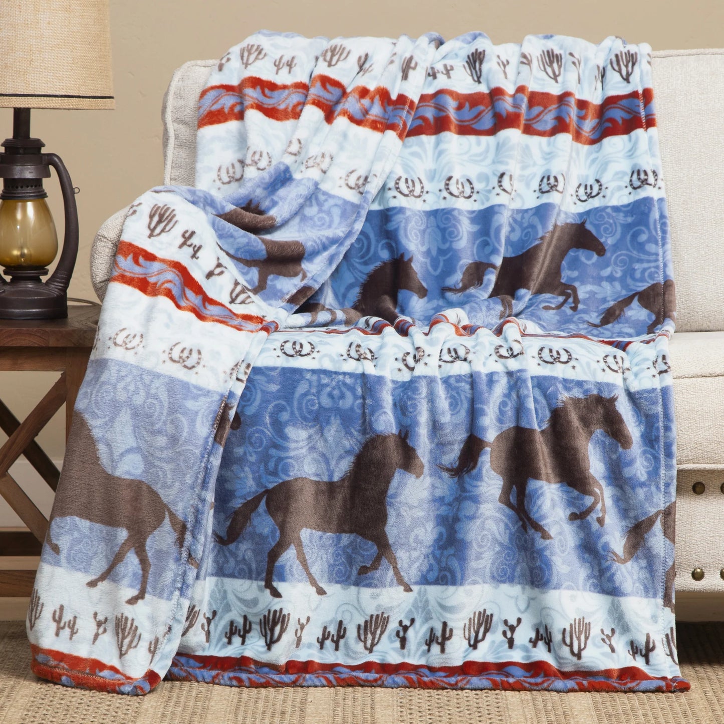 JP971 Casten's Dancing Horses Heavy Weight Unlined Throw Blanket