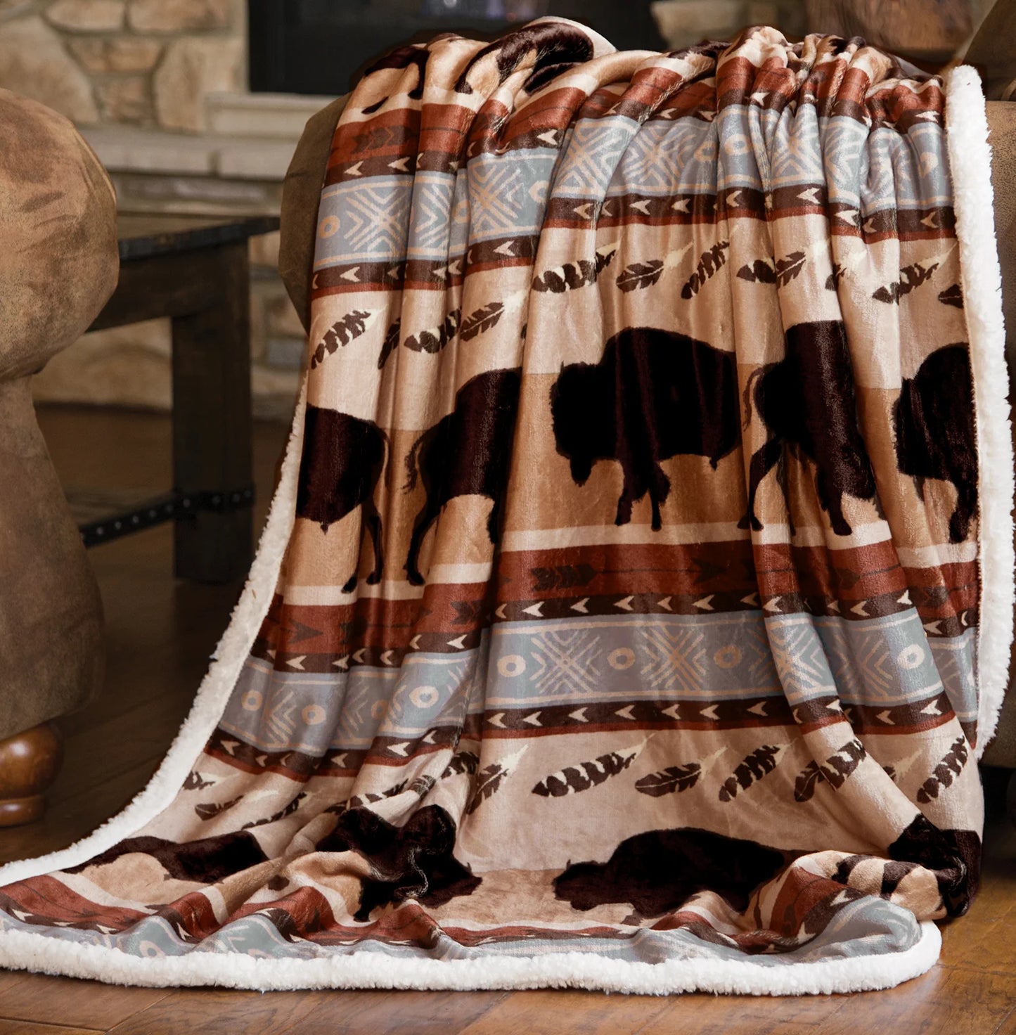 JW195 Carsten's Buffalo Plush Throw Blanket