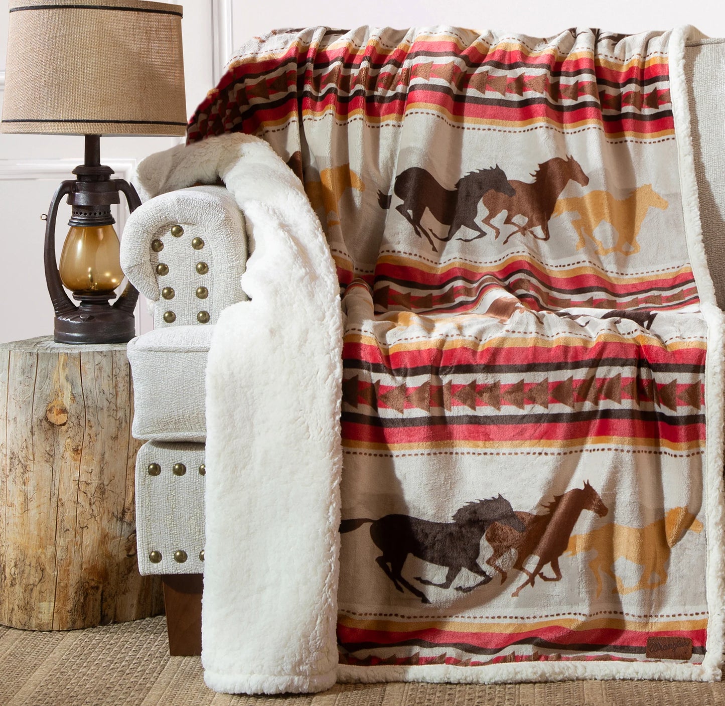 JW196 Carsten's Wrangler Running Horses Throw Blanket