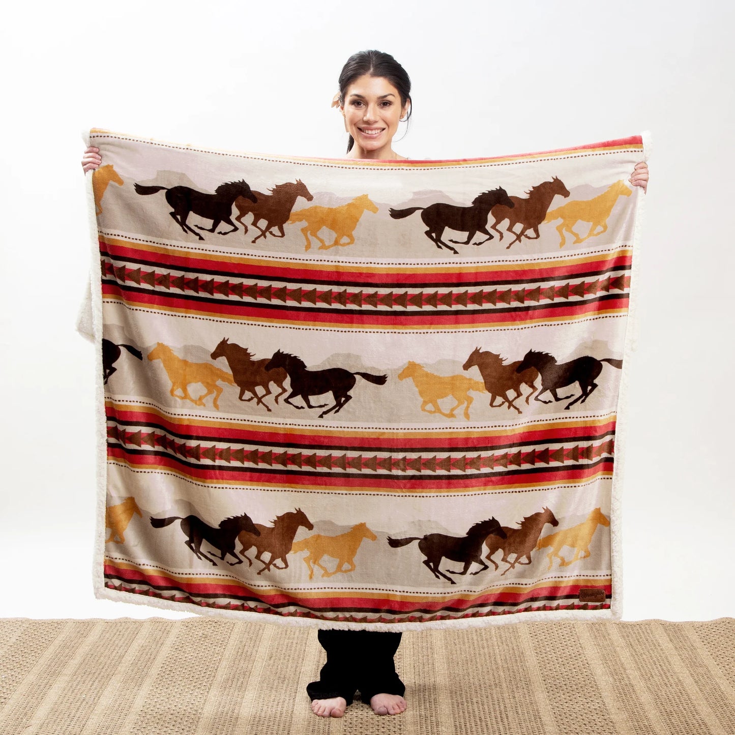 JW196 Carsten's Wrangler Running Horses Throw Blanket